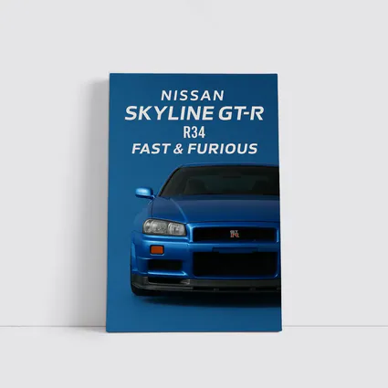 Nissan Skyline GT-R R34 Blue Wall Art