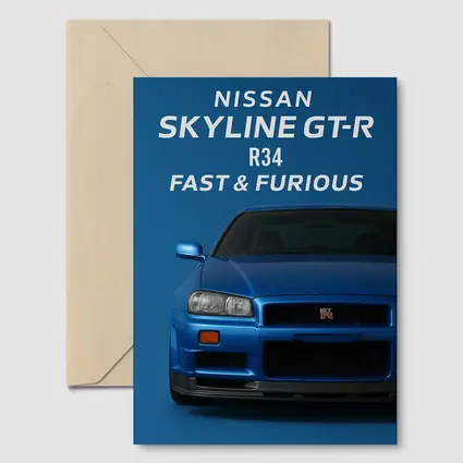 Nissan Skyline GT-R R34 Blue Wall Art
