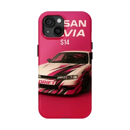Nissan Silvia S14 Drift Car Pink Background