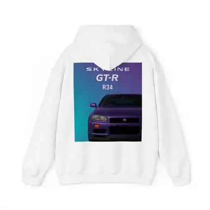 Nissan Skyline GT-R R34 Teal Purple Background