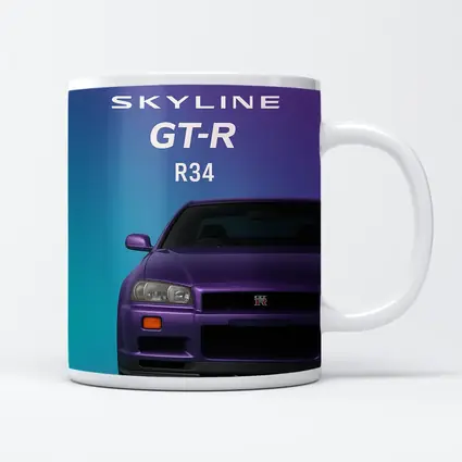 Nissan Skyline GT-R R34 Teal Purple Background