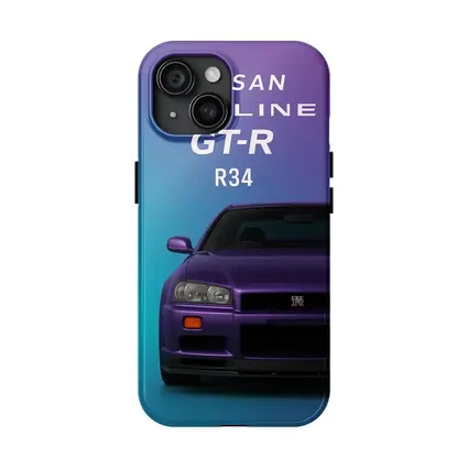 Nissan Skyline GT-R R34 Teal Purple Background
