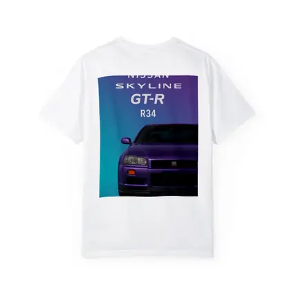 Nissan Skyline GT-R R34 Teal Purple Background