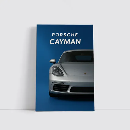 Porsche Cayman Silver Front View Blue Background