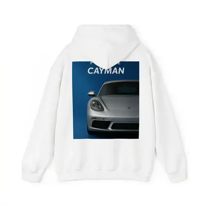 Porsche Cayman Silver Front View Blue Background