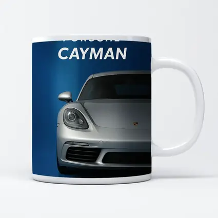 Porsche Cayman Silver Front View Blue Background