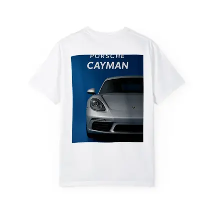 Porsche Cayman Silver Front View Blue Background