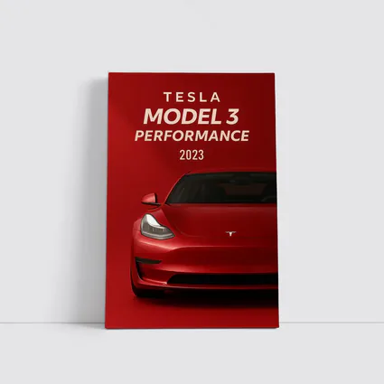 Tesla Model 3 Performance Red Car Art