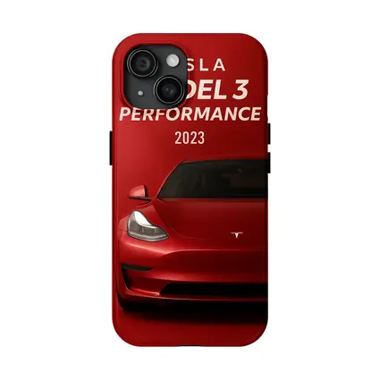 Tesla Model 3 Performance Red Car Art