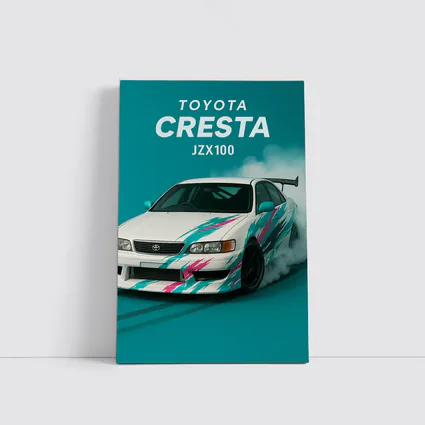 Toyota Cresta JZX100 Drifting Teal Background