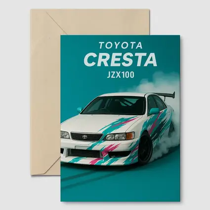 Toyota Cresta JZX100 Drifting Teal Background