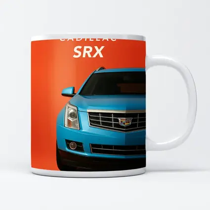 Cadillac SRX Blue Front View Orange Background