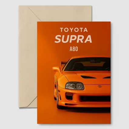 Toyota Supra A80 Orange Minimal Art