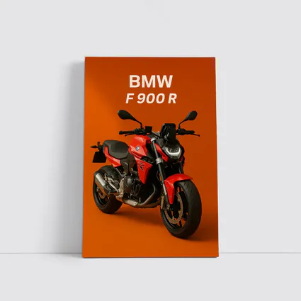 BMW F900R Red Motorcycle Orange Background