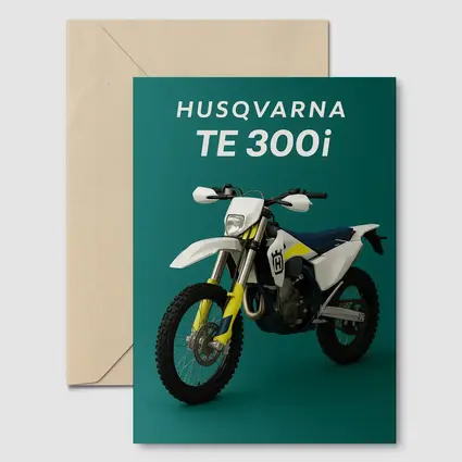 Husqvarna TE 300i Dirt Bike Teal Background