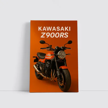 Kawasaki Z900RS Retro Motorcycle Orange Background