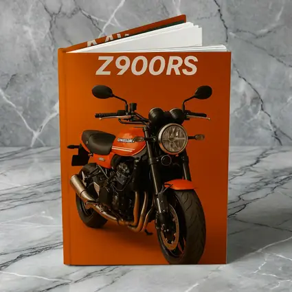 Kawasaki Z900RS Retro Motorcycle Orange Background