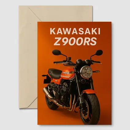 Kawasaki Z900RS Retro Motorcycle Orange Background