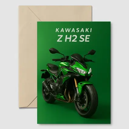 Kawasaki Z H2 SE Green Background Art