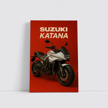 Suzuki Katana Motorcycle on Red Background