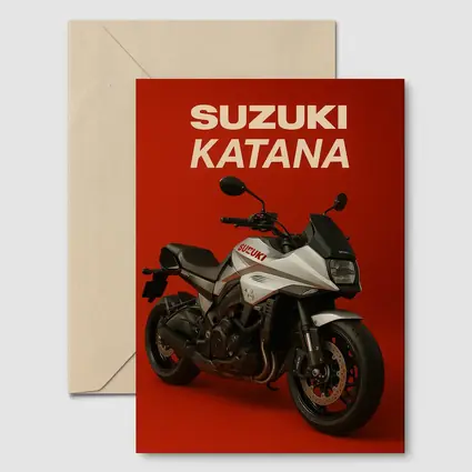 Suzuki Katana Motorcycle on Red Background