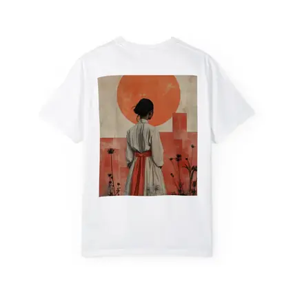 Japanese Woman Red Sun Minimal Art