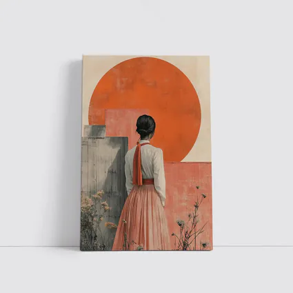 Woman in Orange Sun Japanese Minimal Art