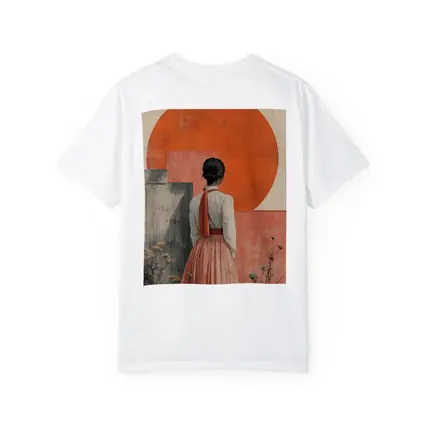 Woman in Orange Sun Japanese Minimal Art