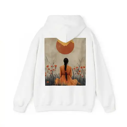 Woman in Orange Dress Poppy Field Sun