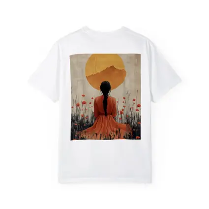 Woman Braided Hair Poppy Field Golden Sun