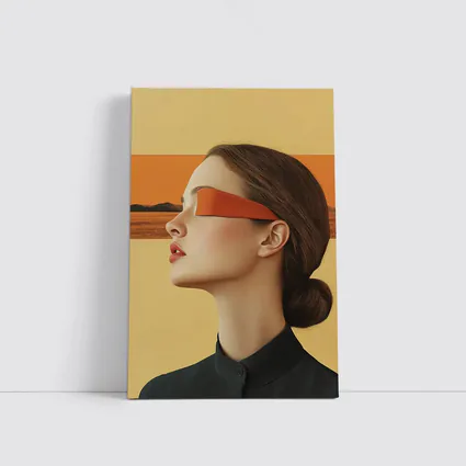 Woman Profile Orange Band Desert Landscape