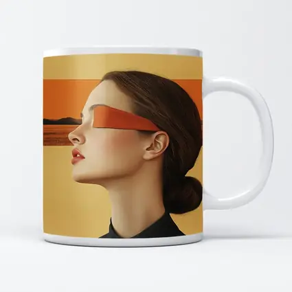 Woman Profile Orange Band Desert Landscape