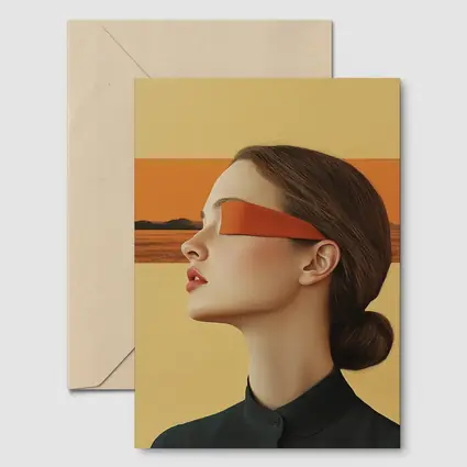Woman Profile Orange Band Desert Landscape