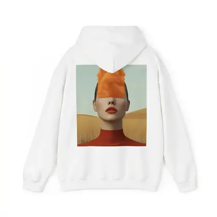 Surreal Woman Orange Cloud Head Desert Fields