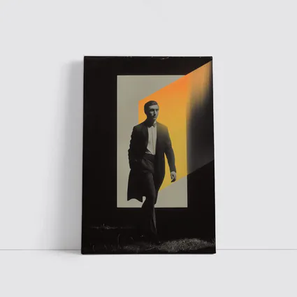 Man in Dark Coat Orange Light Art