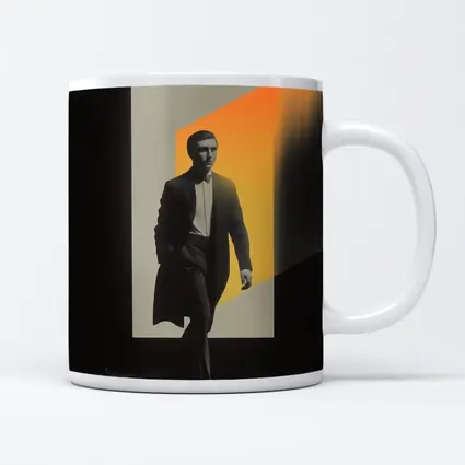 Man in Dark Coat Orange Light Art