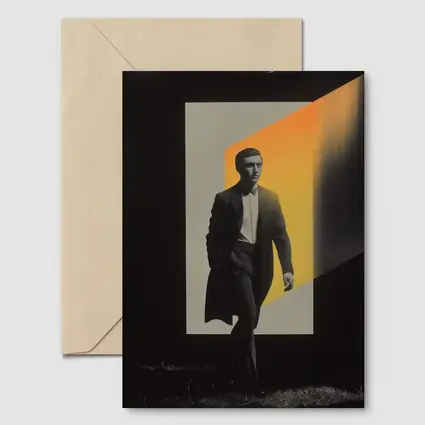 Man in Dark Coat Orange Light Art