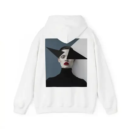 Geometric Black White Fashion Portrait Red Lips