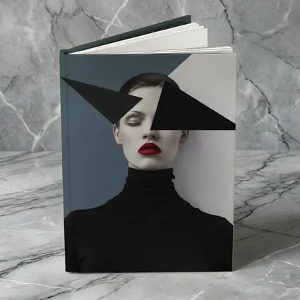 Geometric Black White Fashion Portrait Red Lips