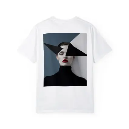 Geometric Black White Fashion Portrait Red Lips