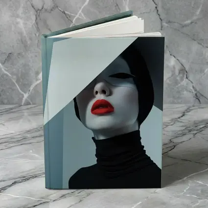 Fashion Portrait Woman Red Lips Black White
