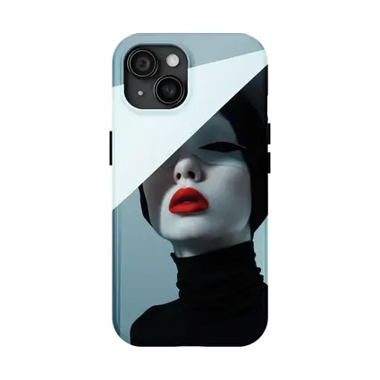 Fashion Portrait Woman Red Lips Black White