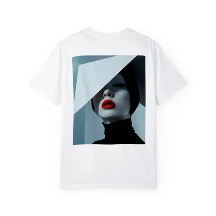 Fashion Portrait Woman Red Lips Black White