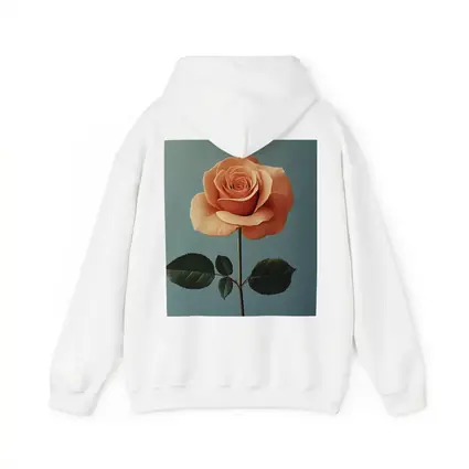 Peach Rose Single Stem Blue Background
