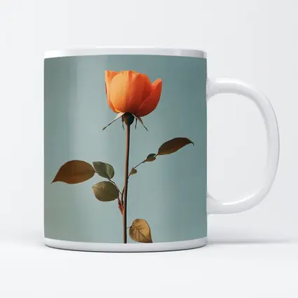 Orange Rose Single Stem Blue Sky