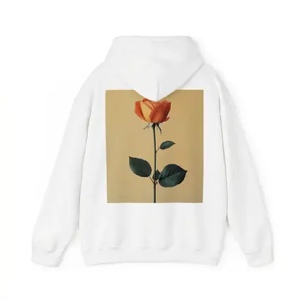 Orange Rose Stem Beige Minimalist Background