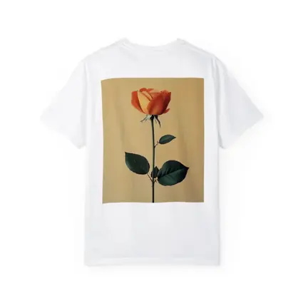 Orange Rose Stem Beige Minimalist Background