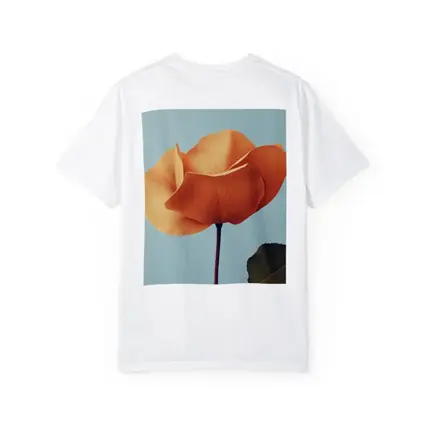 Orange Rose Flower on Light Blue Background