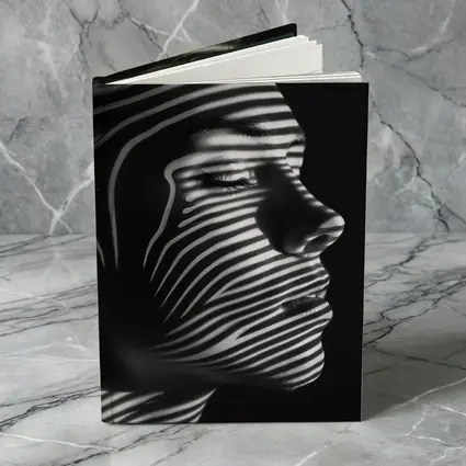 Woman Face Striped Shadow Black White