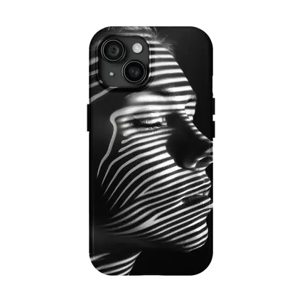 Woman Face Striped Shadow Black White